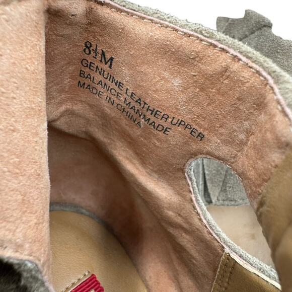 Halogen Tan Suede Crisscross Strappy Ankle Buckle Strap Booties Wedge Pumps 8.5M - Picture 11 of 12